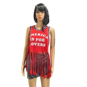 America is for lovers Fringe Red, White and Blue Festival tank top Size S / M